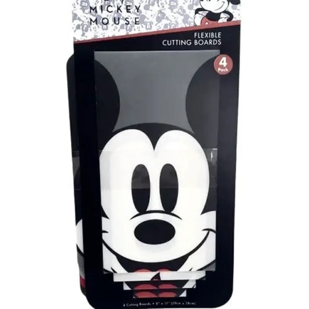 NWT Disney Mickey Mouse Flexible 4 Pack Cutting,Chopping  Boards 8x11” BPA Free